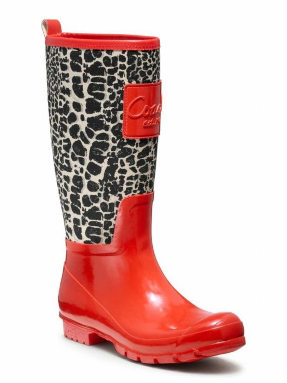 Coach Red & Black Leopard-Print Rain Boot - Women